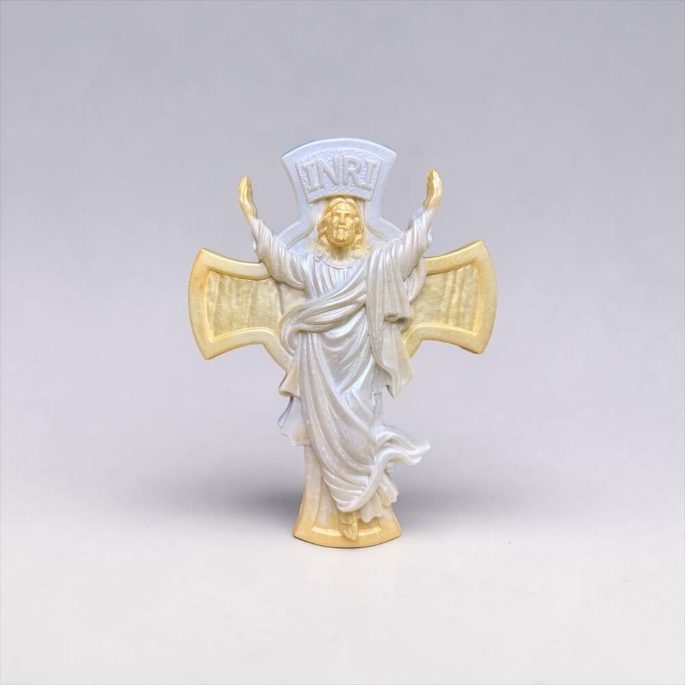 Pearlescent Jesus Cross Decor | Christian Gift | Faith Inspired Home Crucifix - Picture 2 of 4